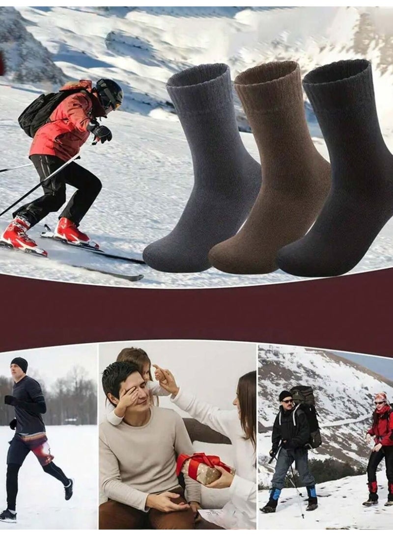 Cuken 3 Pairs Winter Socks for Men and Women, Thermal Warm Wool Thick Socks, Long Thermal Crew Socks for Cold Weather, Hiking, Skiing, Insulated Socks, Colors Included: Coffee, Black, Dark Gray - Image 3